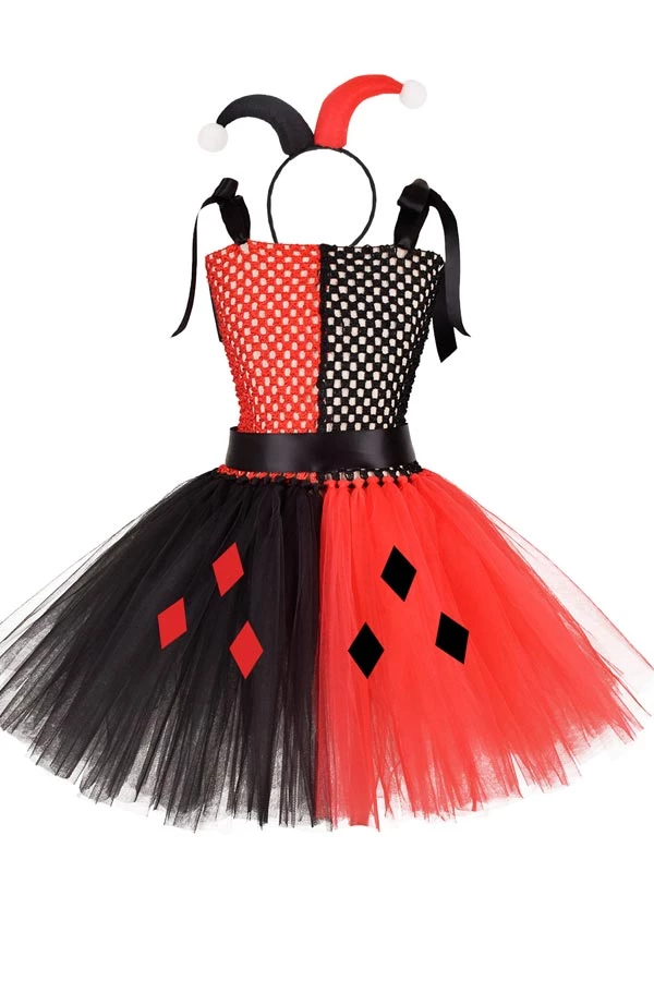 Hallowitch Costumes Harley Quinn Jester Tutu Dress For Baby, Toddler And Kids Girls 3 Hallowitch Costumes Harley Quinn Jester Tutu Dress For Baby, Toddler And Kids Girls