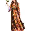 Hallowitch Costumes 70s Hippie Costume Long Dress For Adult