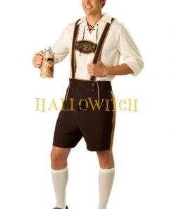 Hallowitch Costumes Men's German Beer Fest Oktoberfest Lederhosen Kostüm, Traditional Bavarian Adult Costume