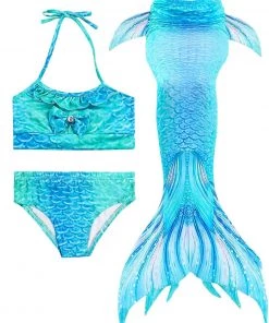 Hallowitch Costumes Mermaid Tail For Swimming Kids Swimsuit-Blue 10 Hallowitch Costumes Mermaid Tail For Swimming Kids Swimsuit-Blue