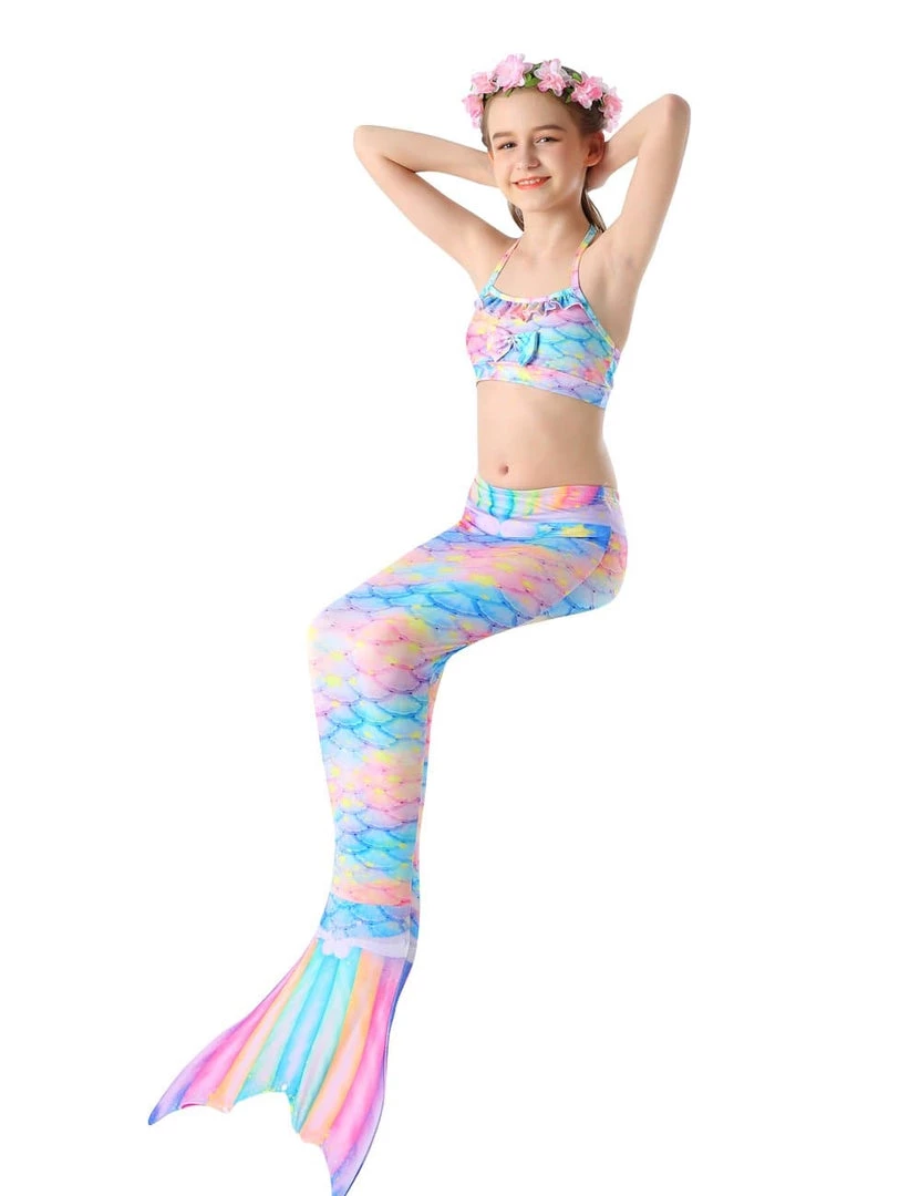 Hallowitch Costumes Mermaid Tail For Swimming Kids Swimsuit-Pink 4 Hallowitch Costumes Mermaid Tail For Swimming Kids Swimsuit-Pink