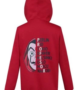 Hallowitch Costumes Money Heist Red Hoodie For Adult Men's