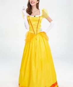 Hallowitch Costumes Adult Princess Daisy Costume With Gloves And Crown Women's