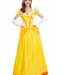 Hallowitch Costumes Adult Princess Daisy Costume With Gloves And Crown Women's