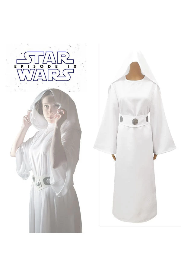 Hallowitch Costumes Star Wars Princess Leia White Dress Costume Women's 3 Hallowitch Costumes Star Wars Princess Leia White Dress Costume Women's