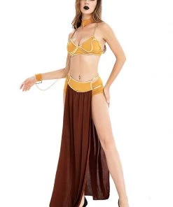 Hallowitch Costumes Princess Leia Slave Costume Sexy Gold Bikini Outfit