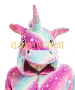 Hallowitch Costumes Girls' Rainbow Star Unicorn Onesie Costume For Kids