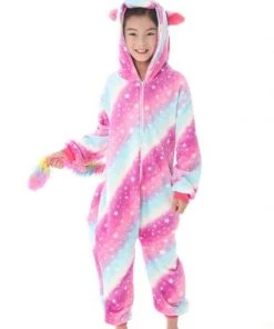 Hallowitch Costumes Girls' Rainbow Star Unicorn Onesie Costume For Kids