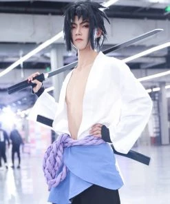 Hallowitch Costumes Men's Cosplay Sasuke Uchiha White Costume Set For Adult