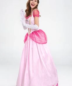 Hallowitch Costumes Princess Peach Dress Costume With Gloves And Crown Women's