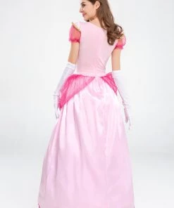 Hallowitch Costumes Princess Peach Dress Costume With Gloves And Crown Women's