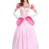 Hallowitch Costumes Princess Peach Dress Costume With Gloves And Crown Women's