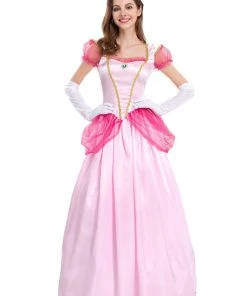 Hallowitch Costumes Princess Peach Dress Costume With Gloves And Crown Women's