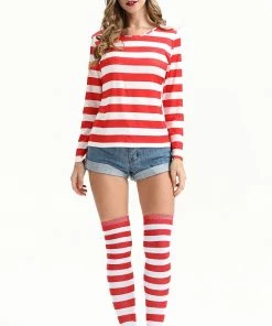 Hallowitch Costumes Where's Waldo Costume Striped Shirt For Adult And Kids